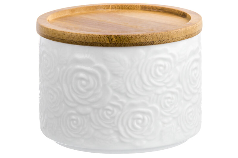 фото Банка фарфор Д/хранения С ДЕР крышкой розы БЕЛАЯ 250МЛ элан