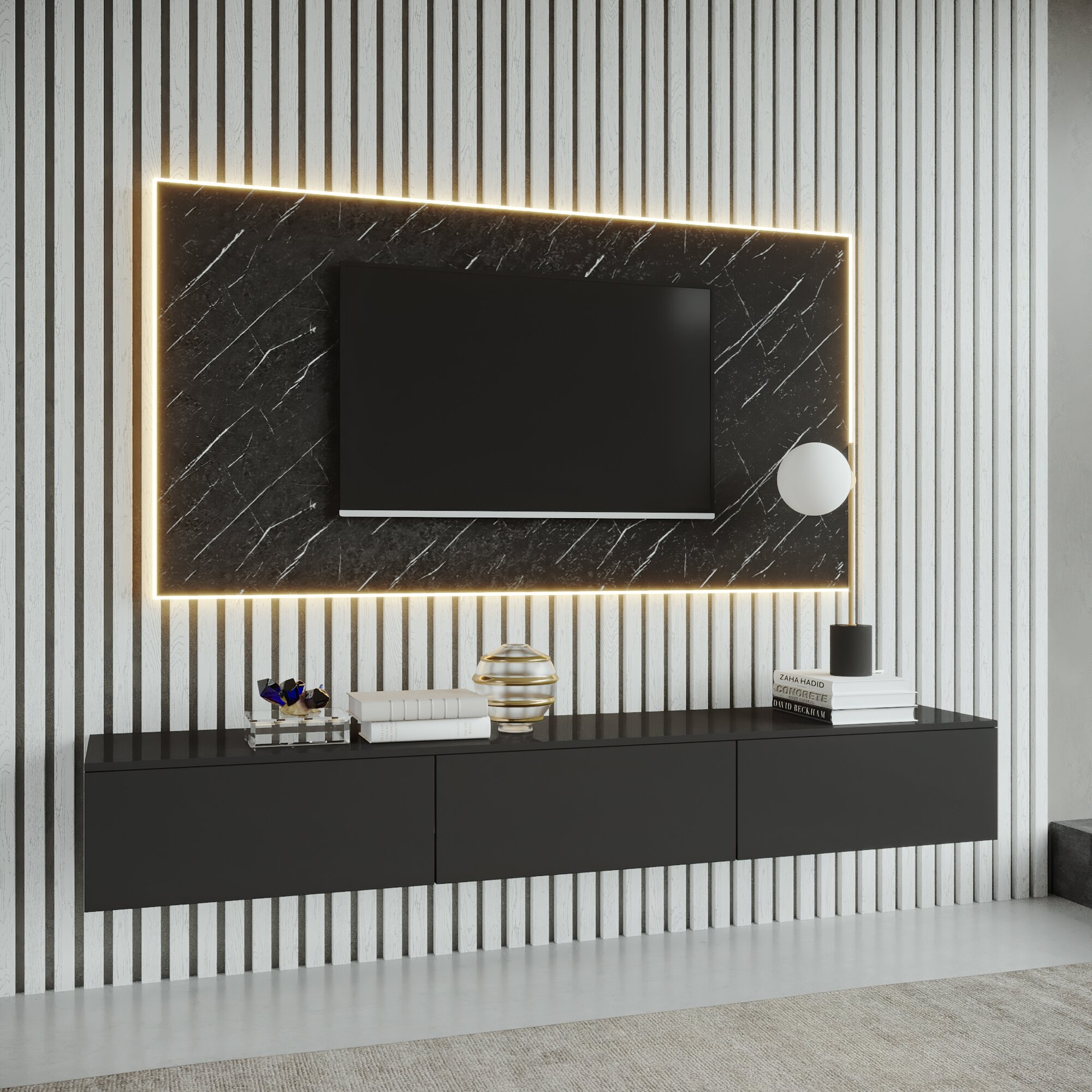 Декоративные рейки для стен AlbiCo/WonderMax 2800х40х22мм  серый матовый (Комплект 30 реек)