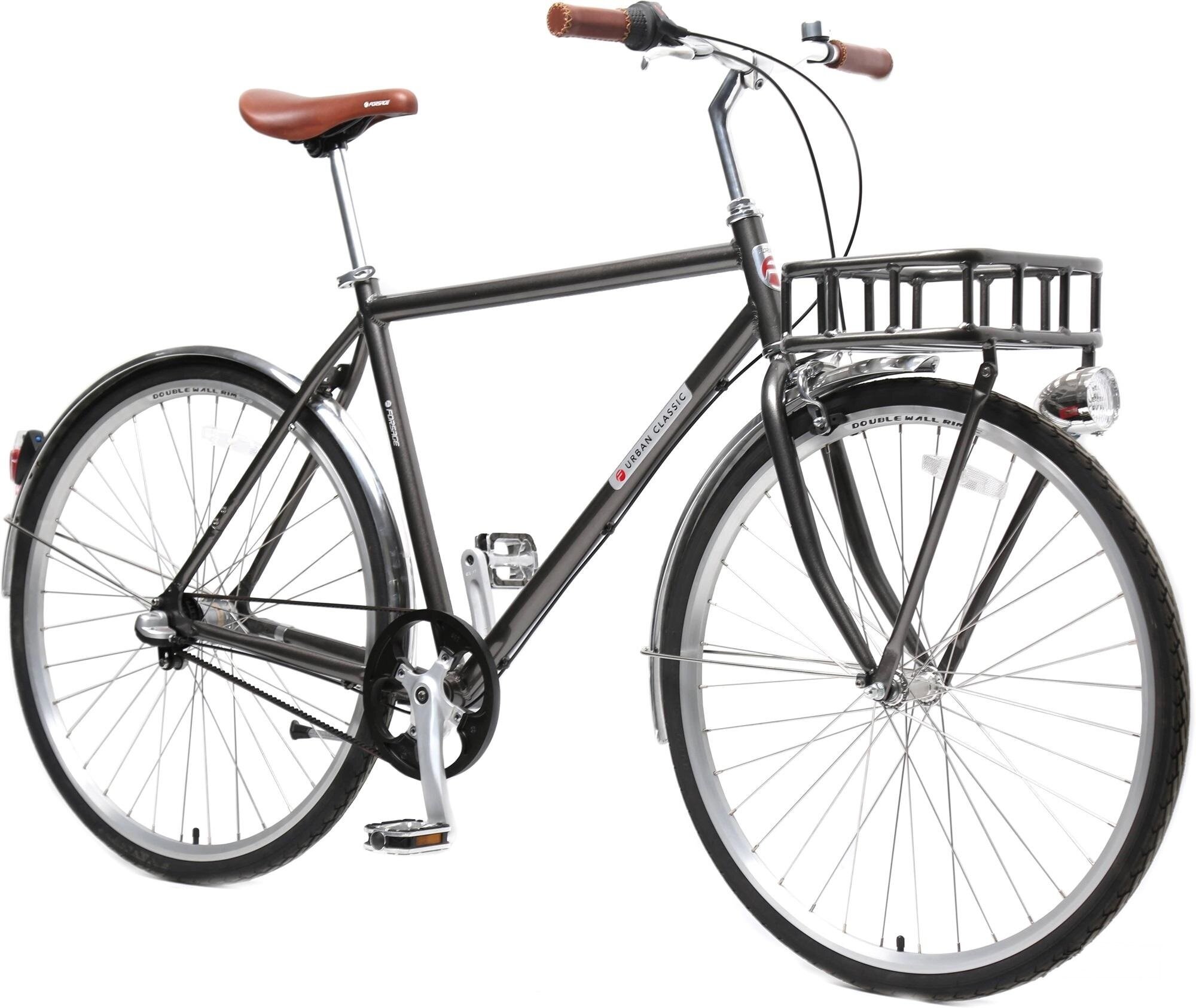 Велосипед Urban Classic M(Al 6061, колесо700с, пер/зад покр35C,3 планетар. скорости, тормаза: U-Brake, зад ножной, ремен. передача, рост до 175см, серый) Forsage-вело FB28005(510)