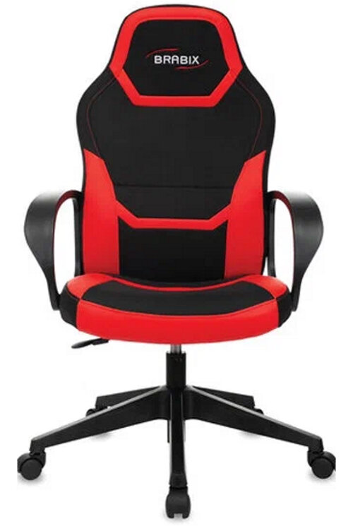 Кресло офисное BRABIX "Alpha GM-018" ткань//экокожа черное/красное 532637 GM-018_532637