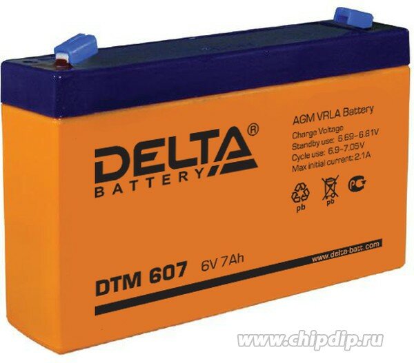 DTM607, Аккумулятор свинцовый 6B -7Ач 151x34x94