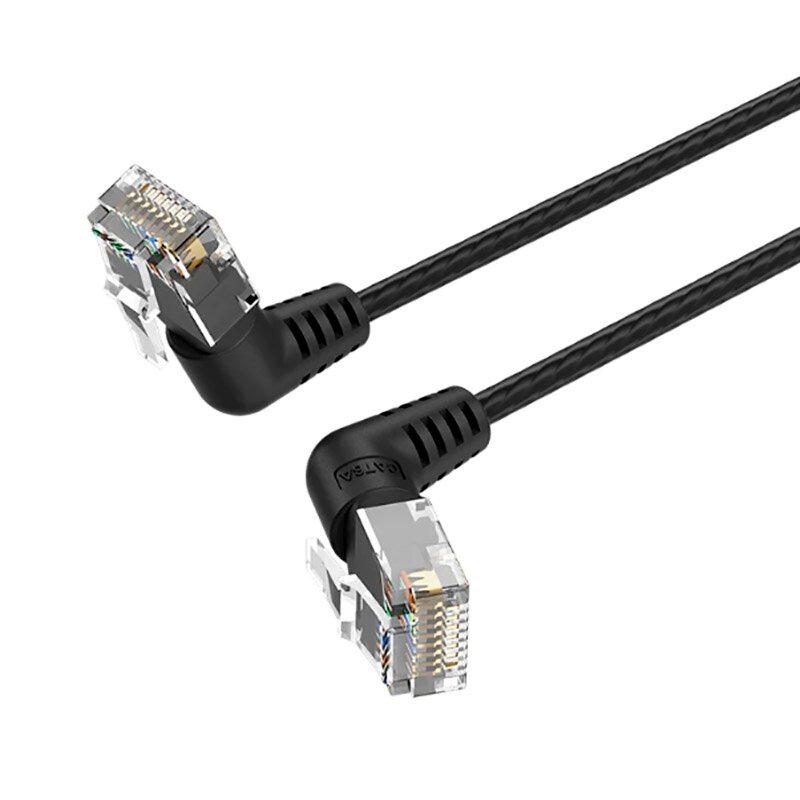 Патч-корд Vention UTP cat,6a, RJ45 угол 90 - 3м, черный - фото №1