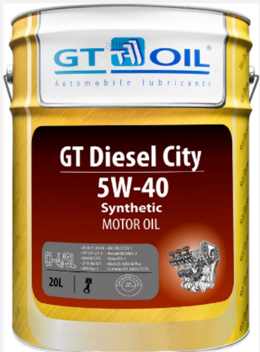 GT OIL 8809059408018 Масло моторное GT OIL GT Diesel City 5W-40 синтетическое 20 л 8809059408018