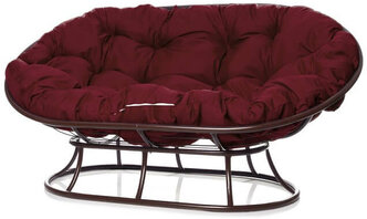 Садовый диван "Мамасан" без ротанга коричневое с бордовой подушкой M-Group