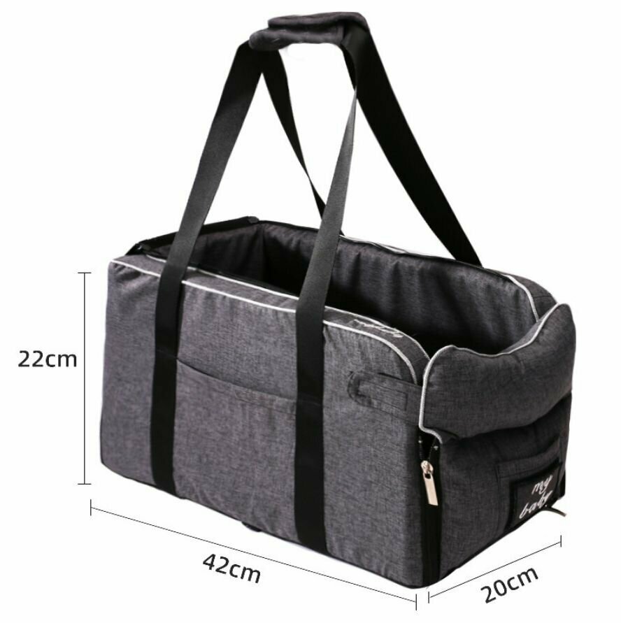 Автокресло сумка переноска серого цвета для собак и кошек до 12 кг - фотография № 3