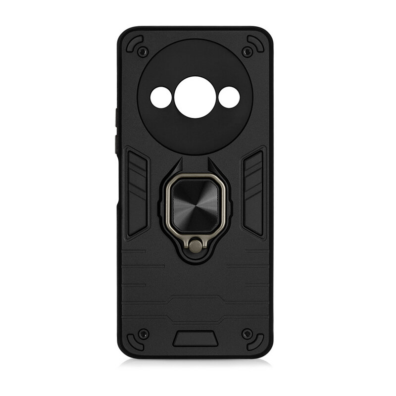 Защищенный чехол с металлической пластиной для магнитного держателя и кольцом для Xiaomi Redmi A3/Poco C61 DF xiArmor-10 (black)