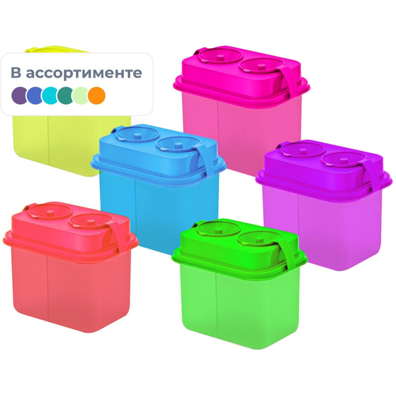 фото Емкость для воды Гамма,Стакан-непроливайка двойн,неон,ассор.с крышк,346431, 2 штуки