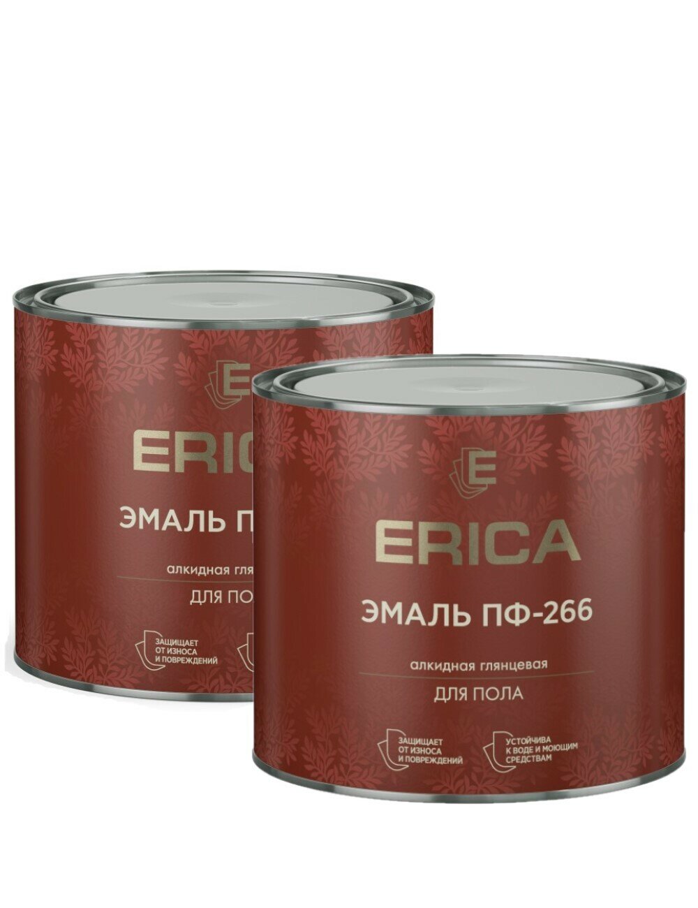 Эмаль Erica ПФ-266, красно-коричневая, 0,8 кг 2 шт.