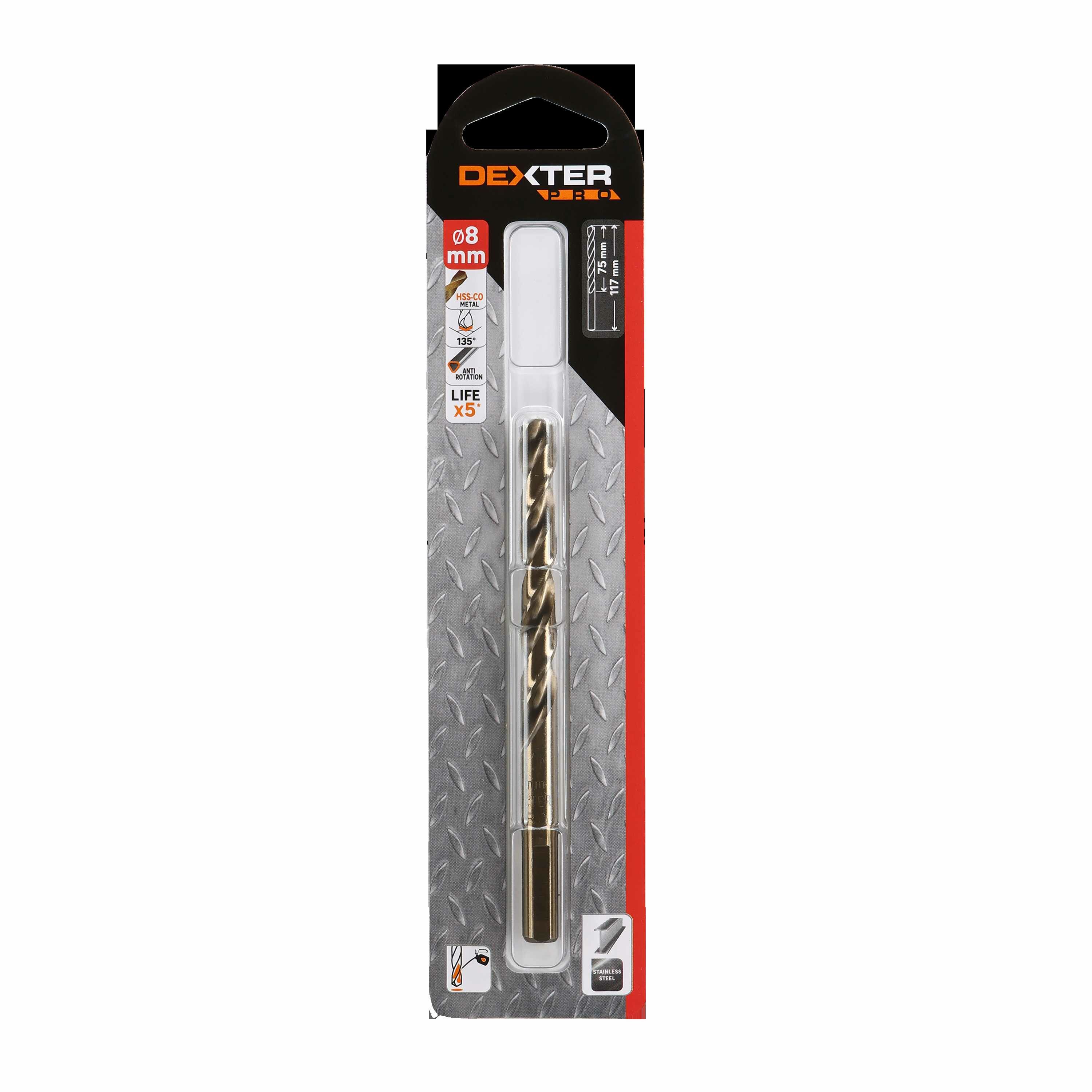 фото Сверло спиральное по металлу HSS-Co Dexter к. Pro 113-04288 8x117 мм