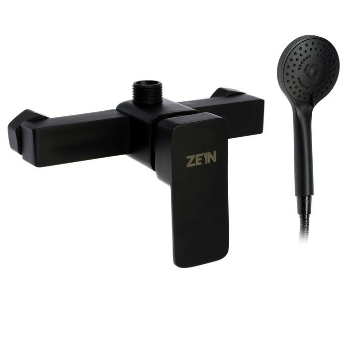 фото Смеситель для душа ZEIN Z3844, однорычажный, душевой набор, лейка 5 режимов, черный