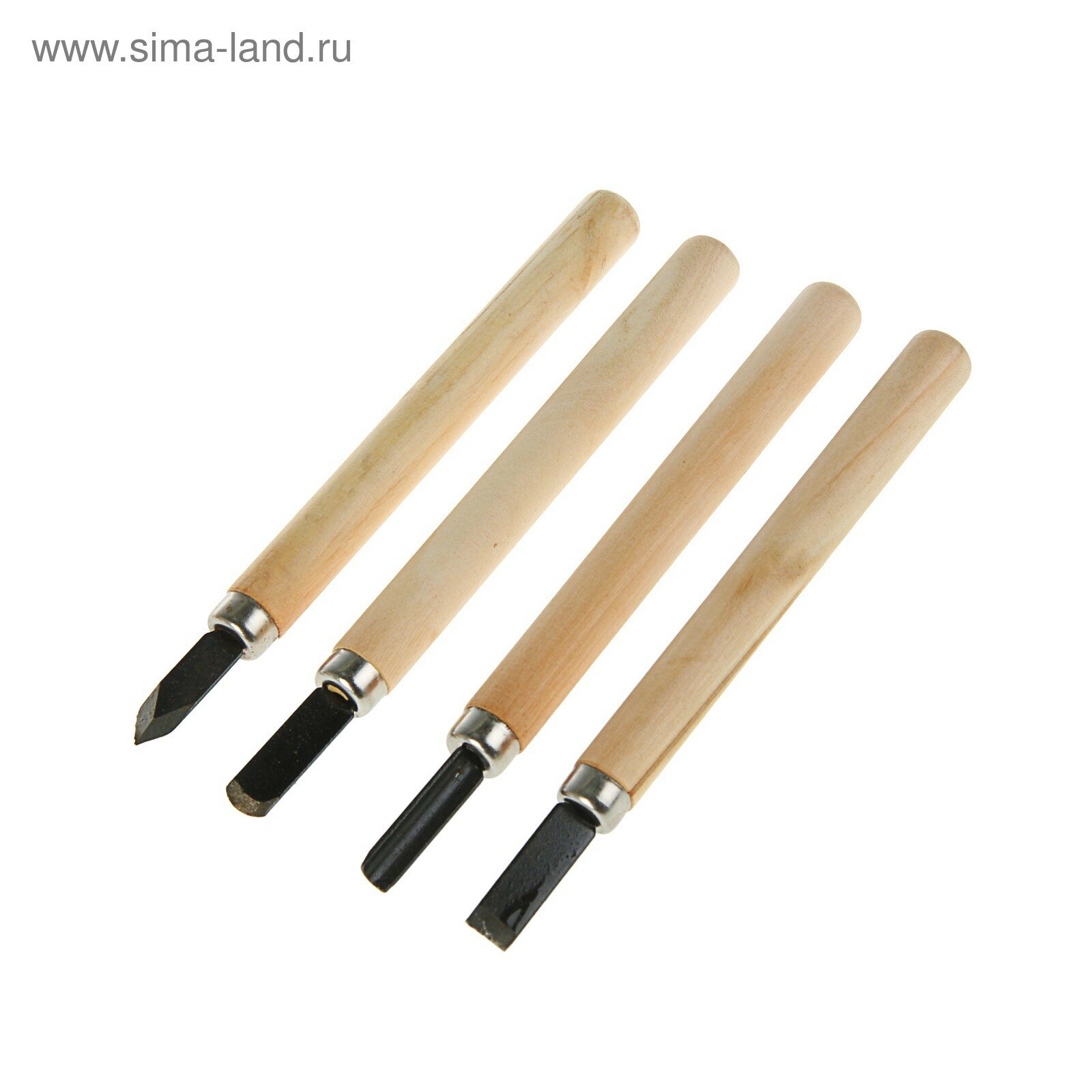 фото Набор резцов по дереву ЛОМ, деревянная рукоятка, 4 шт.