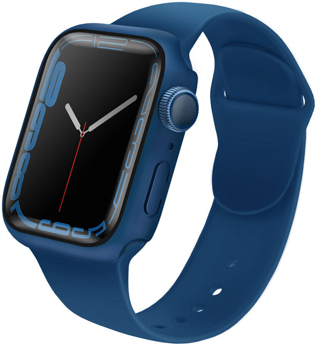 Чехол со стеклом Uniq Legion +9H Curved glass для Apple Watch 7 45 мм Blue