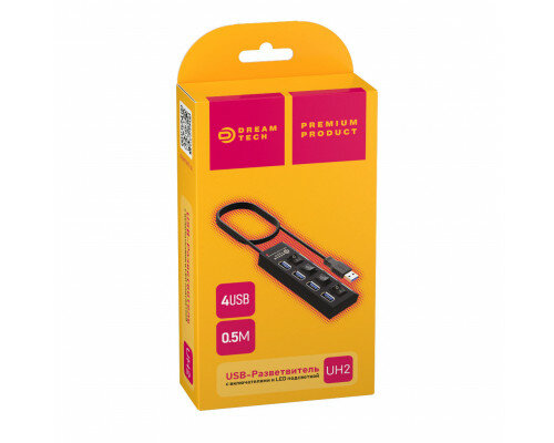 USB-разветвитель с подсветкой и выключателями 4 USB, 0,5 метра