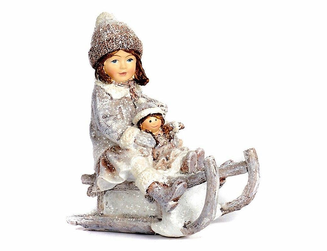 Декоративная фигура зимние радости: девочка эйни на санках полистоун 11 см Goodwill MC38074-1