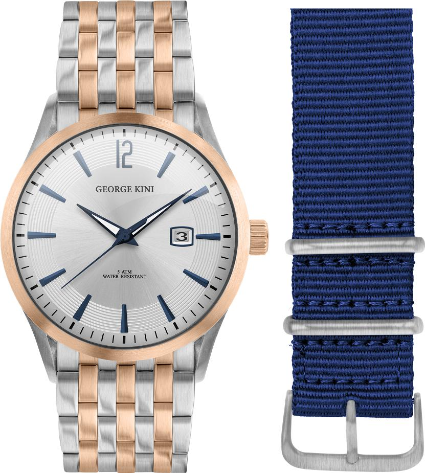Итальянские кварцевые часы George Kini Infinity GK.41.1.1SR.1BU.5.SR.0 на браслете из нержавеющей стали, с водозащитой 5 Бар и международной гарантией от производителя