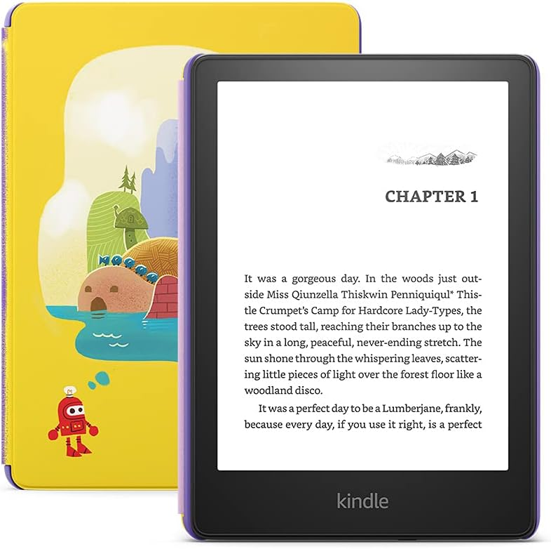 6,8"Электронная книга Amazon Kindle Paperwhite Kids 2022 16Gb + оригинальный чехол желтого цвета Robot Dreams