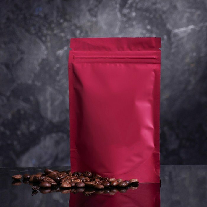 Пакет дой-пак, матовый,бордовый , 10 х 15 х 4 см (комплект из 100 шт) - фотография № 1