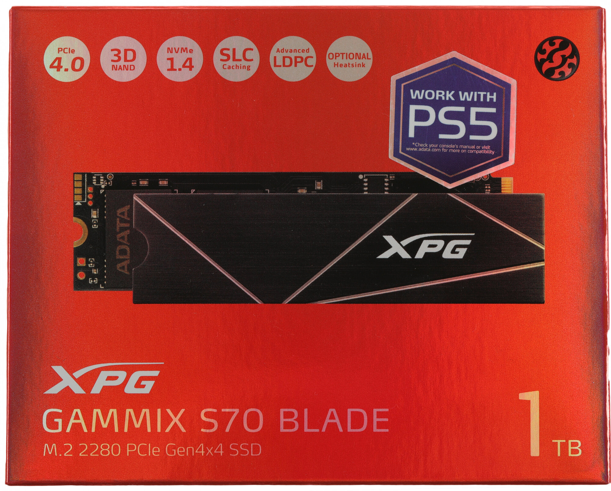 Накопитель SSD A-Data PCIe 4.0 x4 1TB AGAMMIXS70B-1T-CS XPG Gammix S70 Blade M.2 2280