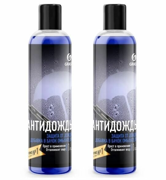 фото Grass Средство для стекол и зеркал "Антидождь" в бачок омывателя, 250 мл - 2 шт