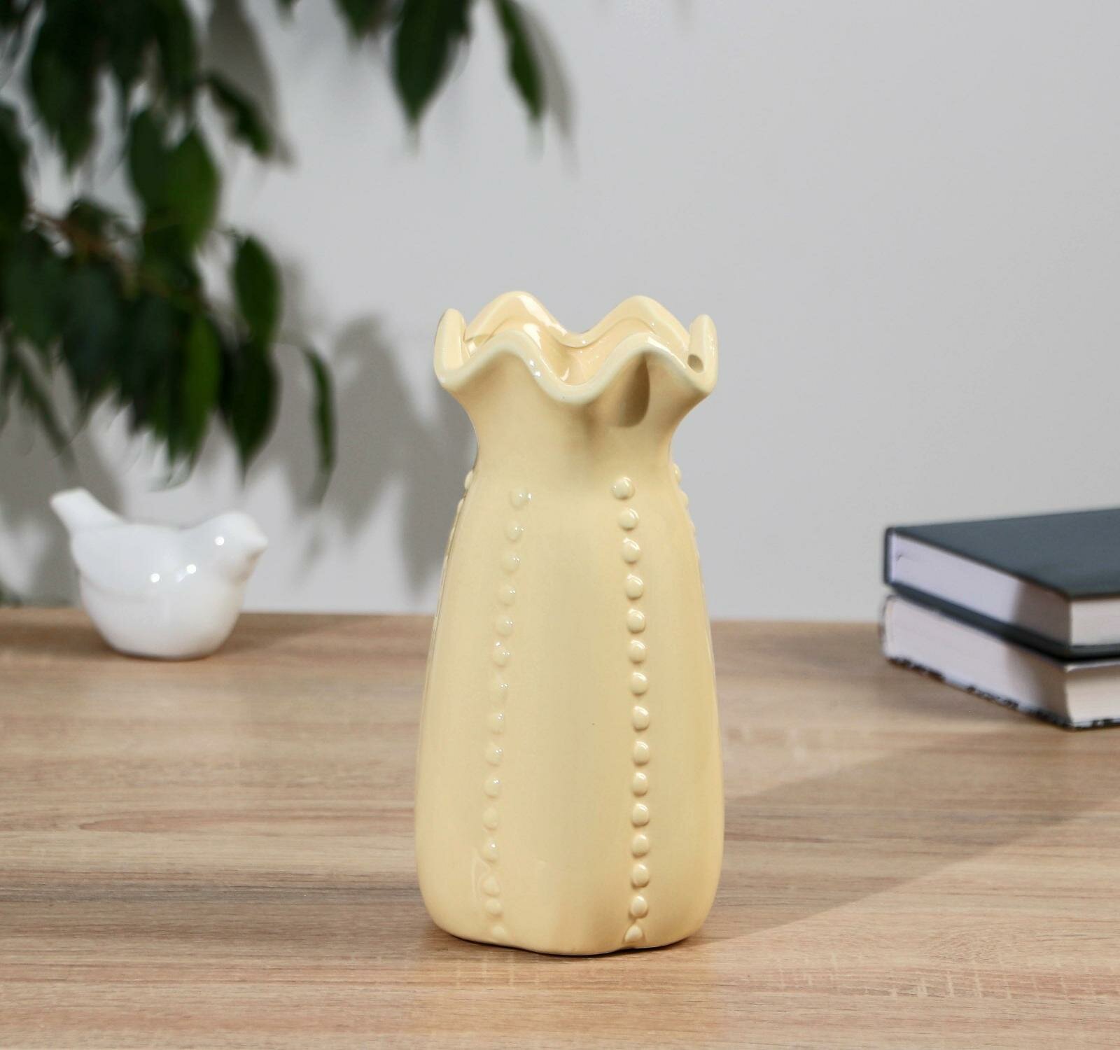 фото Ваза керамика настольная "Аэлита" 19 см, жёлтый