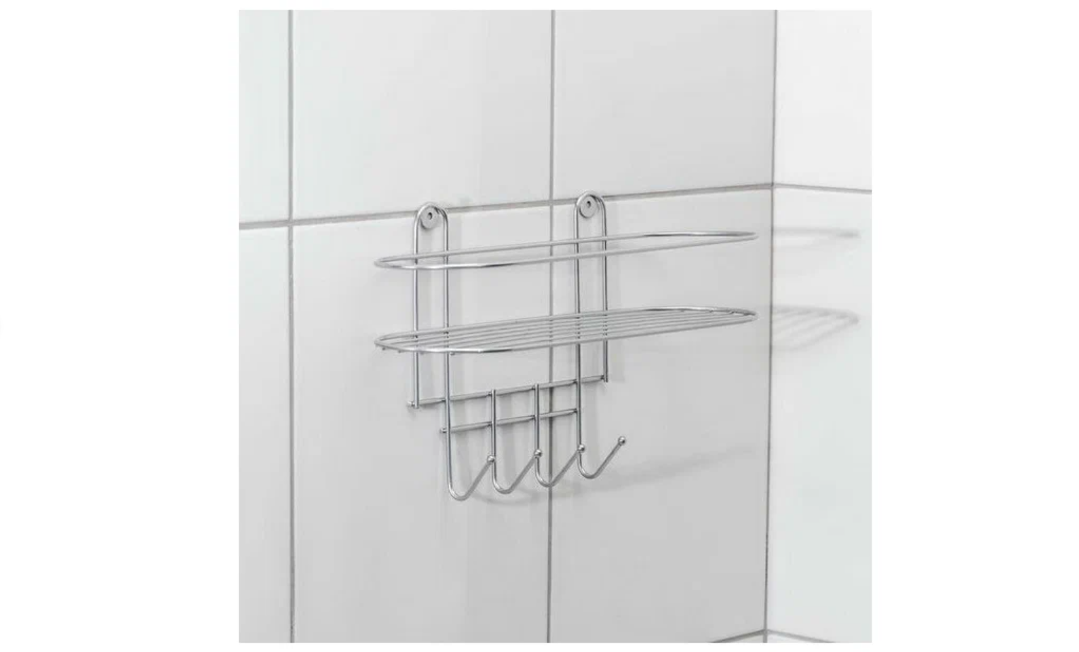 фото АК*Полка для ванной 1 ярусная овальная,34,5*12,5*21 см хром 60214