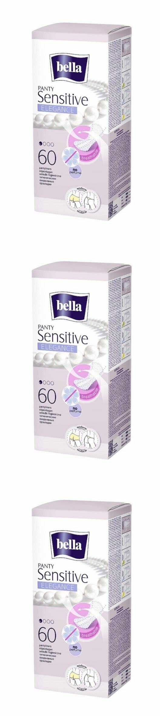 BELLA Ежедневные прокладки Panty Sensitive Elegance, 60 шт, 3 уп.