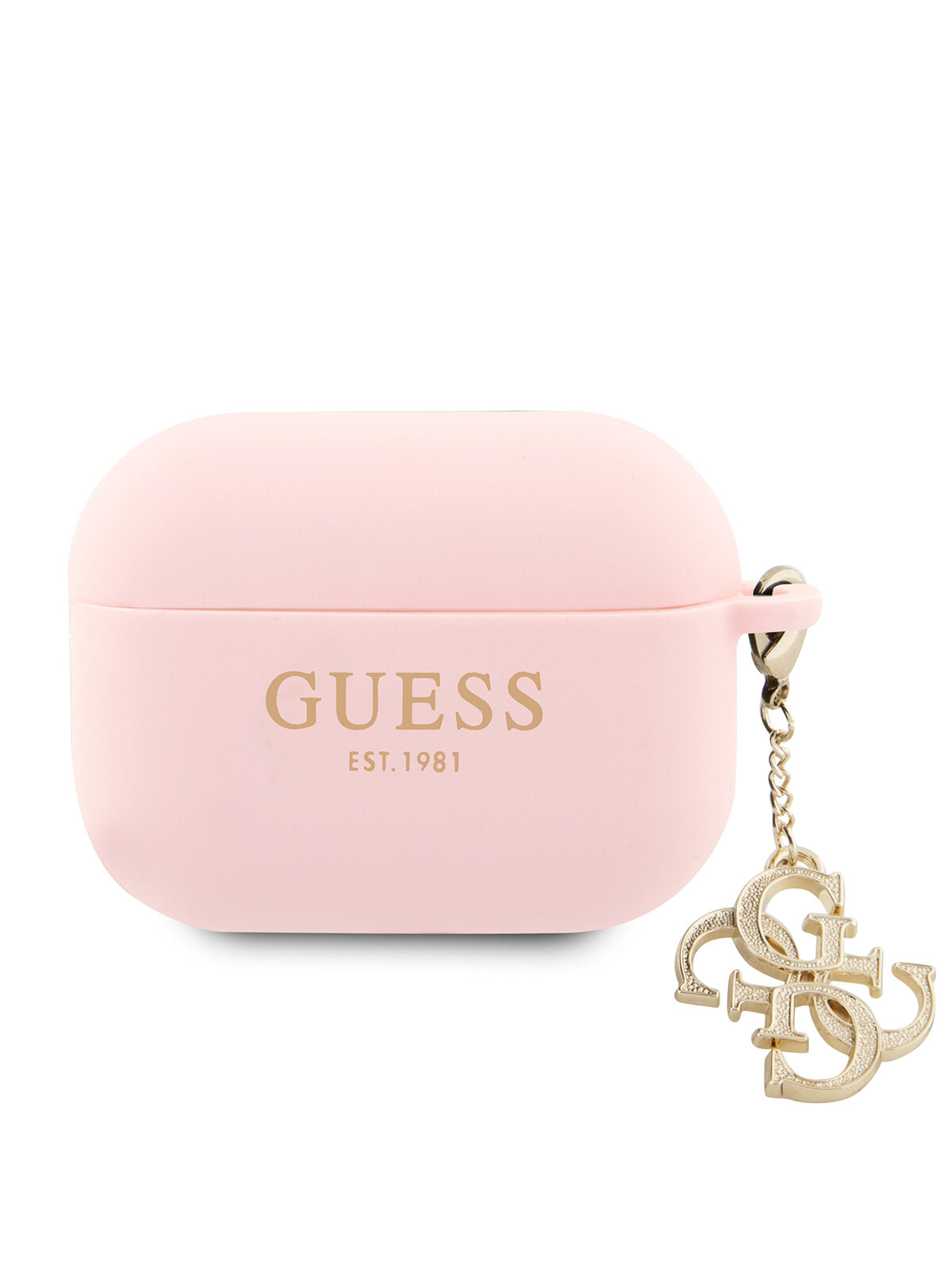 Guess для Airpods 1/2 чехол Liquid silicone with Big 4G charm Pink