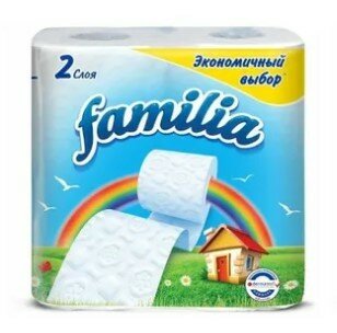 Набор из 3 штук Туалетная бумага Familia Радуга эконом белая двухслойная 4шт