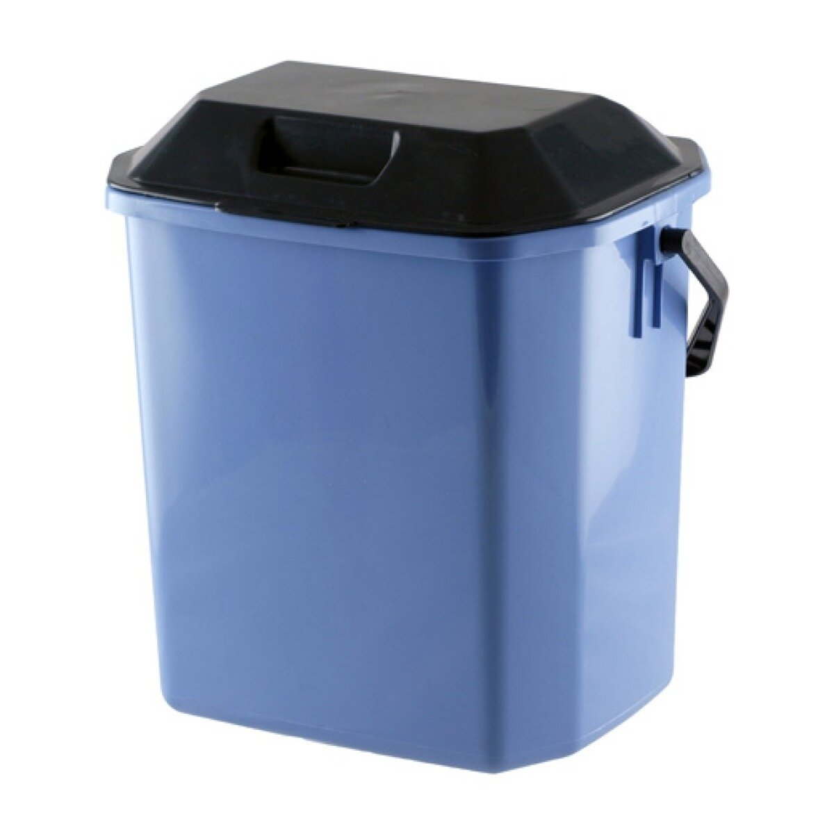 Контейнер для мусора Полимербыт с крышкой-совком пластик голубой 10л / ведро