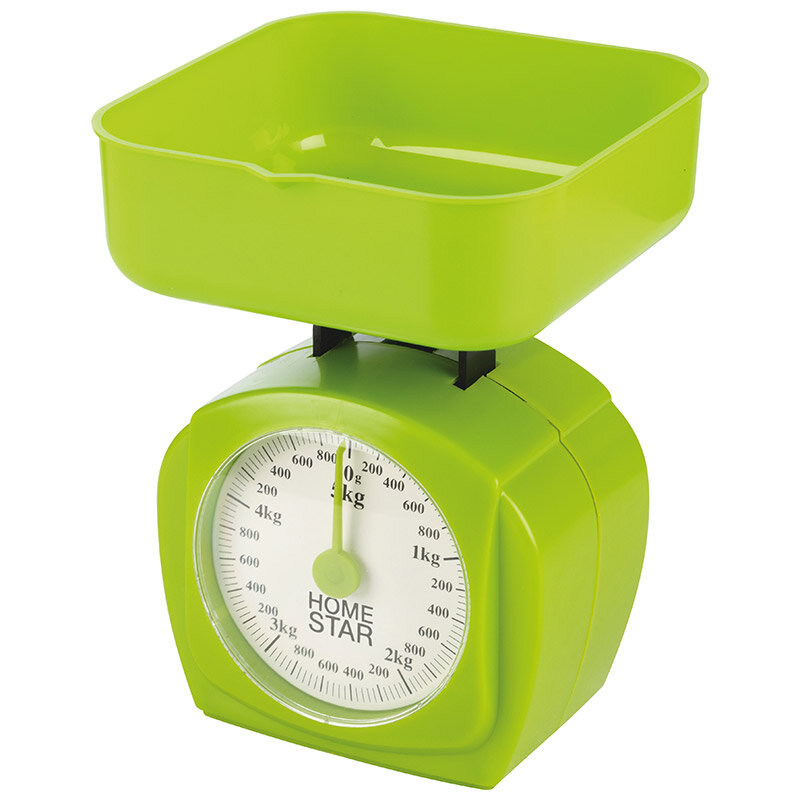 Весы кухонные механические, максимальная нагрузка до 5 кг, цвет зеленый