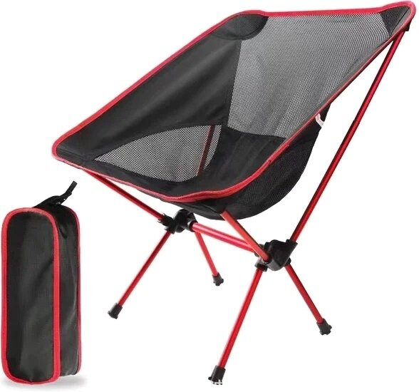 фото Складной облегченный туристический стул Tourist Chair красный