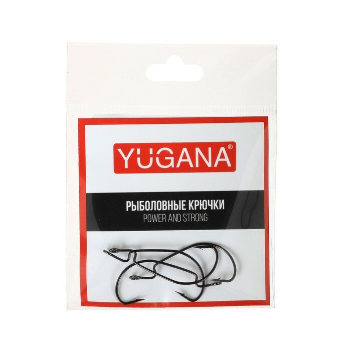 Рыболовные крючки YUGANA "Wide Range Worm Big Eye" офсетные № 2 4 шт