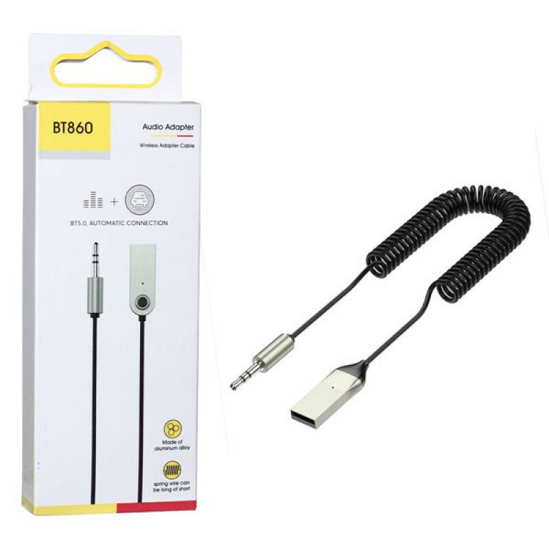 Адаптер AUX-Bluetooth BT860 c USB на Aux 3,5мм jack (Black)