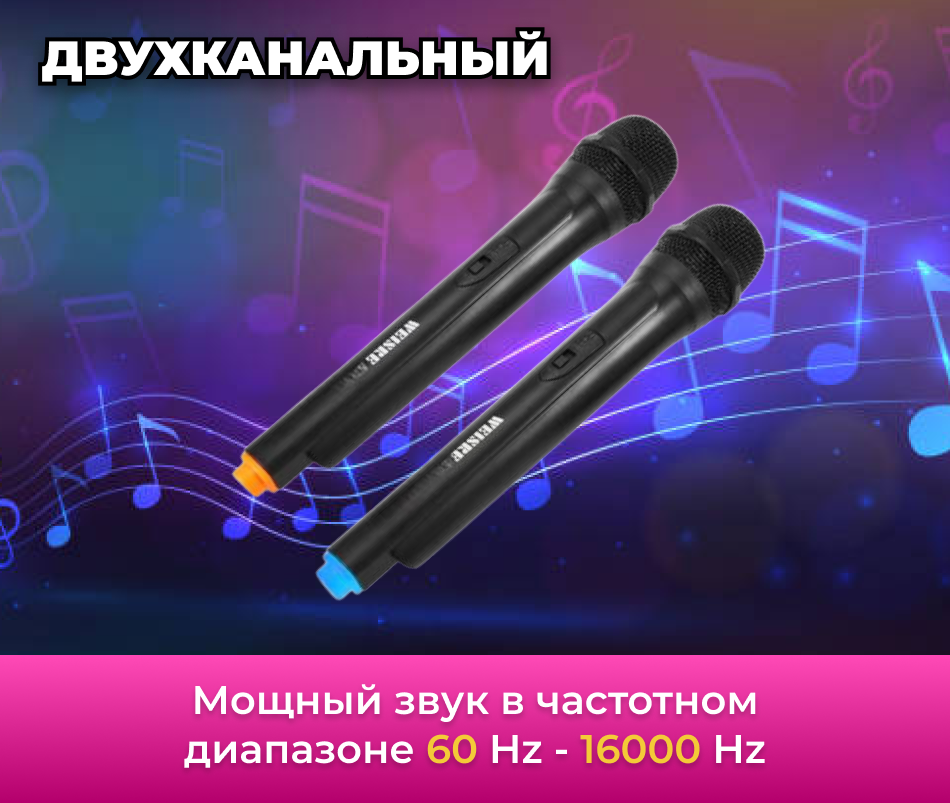 Беспроводные микрофоны для караоке Weisre WM-03V, 2 шт