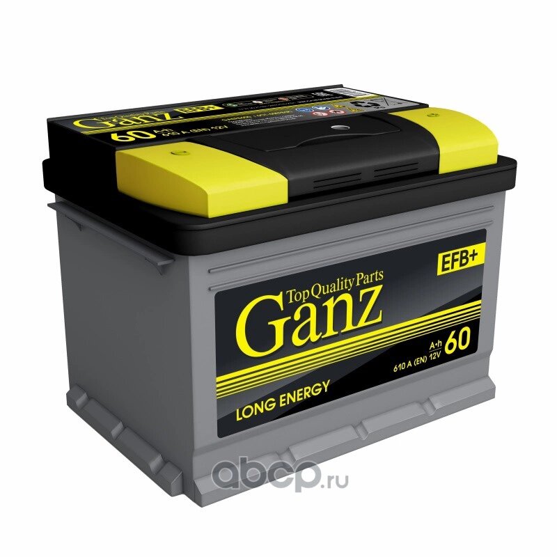 Аккумулятор Ganz Efb 60 А/Ч Обратная R+ 242X175x190 En610 А GANZ арт. GAEFB600