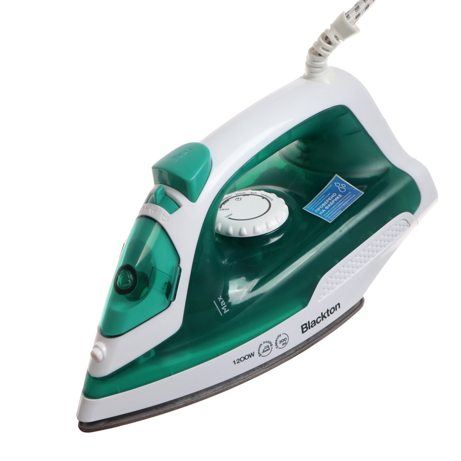 фото Утюг Bt SI3110, 1200 Вт, антипригарная подошва, 18г/мин, 200 мл, бело-зелёный