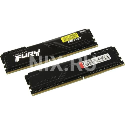 Оперативная память Kingston FURY Beast 16 ГБ (8 ГБ x 2 шт.) DDR4 3600 МГц DIMM CL17 KF436C17BBK2/16