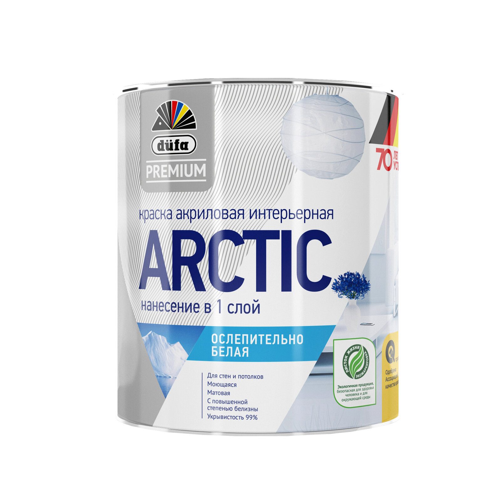 фото Краска для стен и потолков Dufa Premium Arctic глубокоматовая белая база 1 1 л.