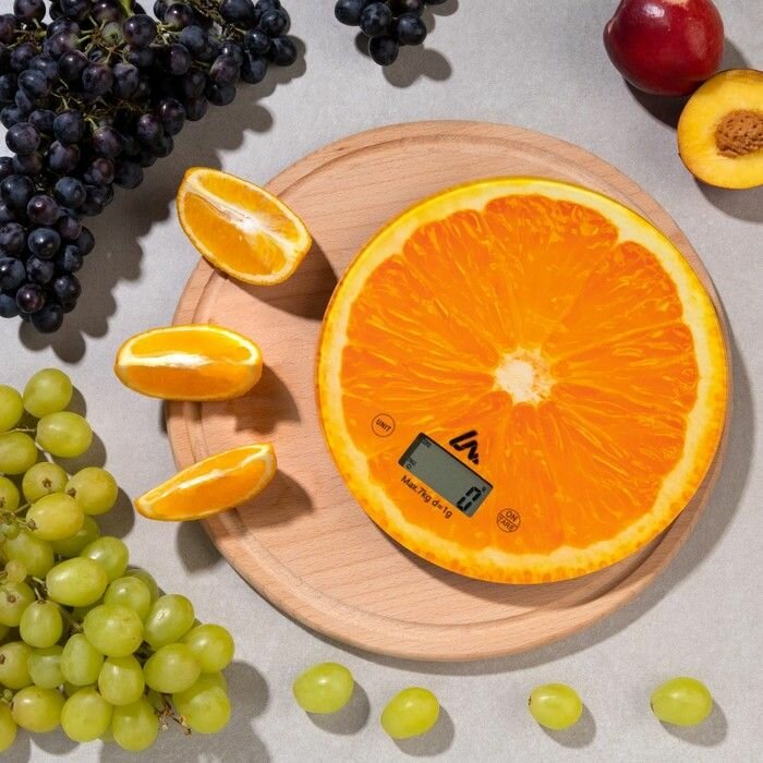 фото Весы кухонные, электронные, до 7 кг, цвет оранжевый с желтым