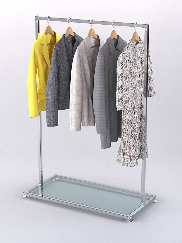 фото Вешало для одежды напольное ВН-21 "квадро" с полкой стекло/зеркало в основании 100 x 50 x 150 см