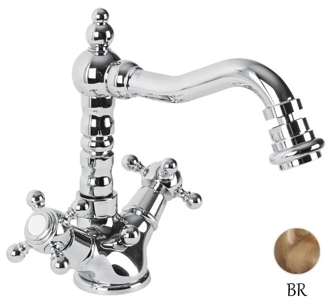 Смеситель для биде с донным клапаном бронза, ручки бронза Cezares Golf GOLF-BS2-02