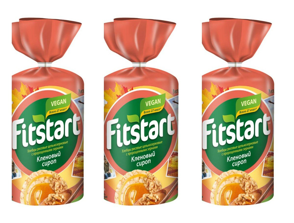 Хлебцы рисовые Fitstart, Кленовый сироп 100 г, 3 шт