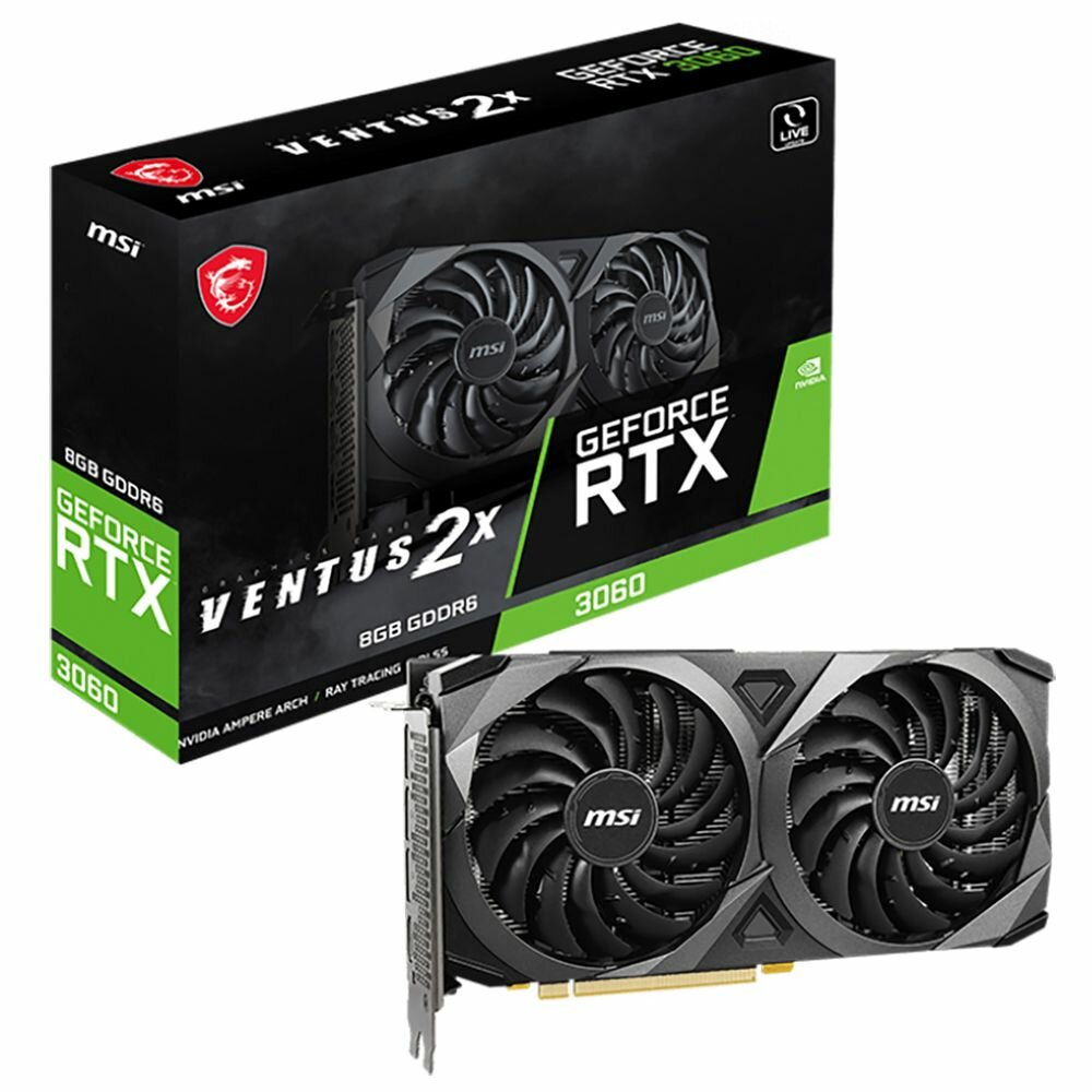 фото MSI Видеокарта MSI RTX 3060 VENTUS 2X 8GB GDDR6 128bit 3xDP HDMI 2FAN RTL GeForce RTX 3060 VENTUS 2X 8G