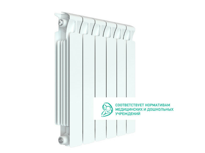 Радиатор Rifar Monolit 500 6 секций боковое подключения биметалл белый