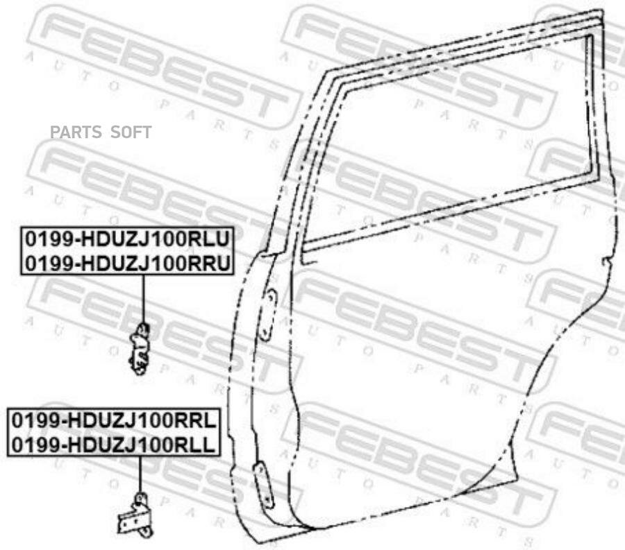 FEBEST Петля двери TOYOTA LAND CRUISER 100- прав. задн. дверь. верхняя.