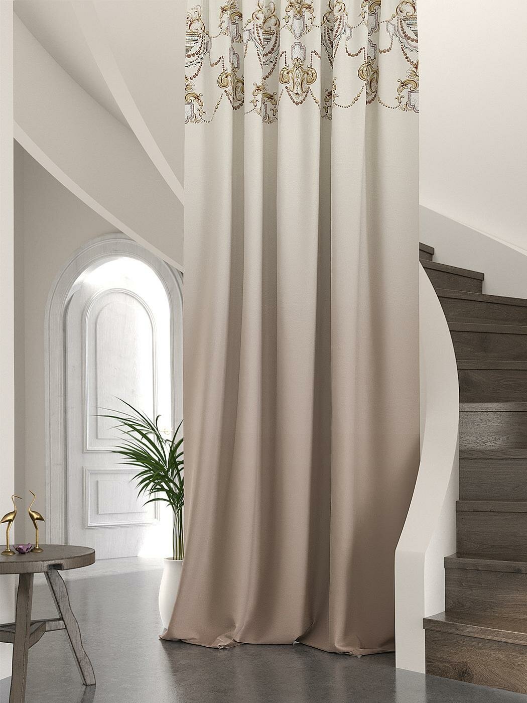 фото Портьера Габардин AT HOME / шторы в комнату 150х260 см / Гренвиорс (капучино)