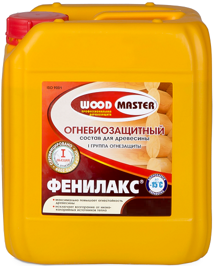 Огнебиозащитные рогнеда WOODMASTER фенилакс огнебиозащитный состав I-IIгр эффективности для древесины (6кг)