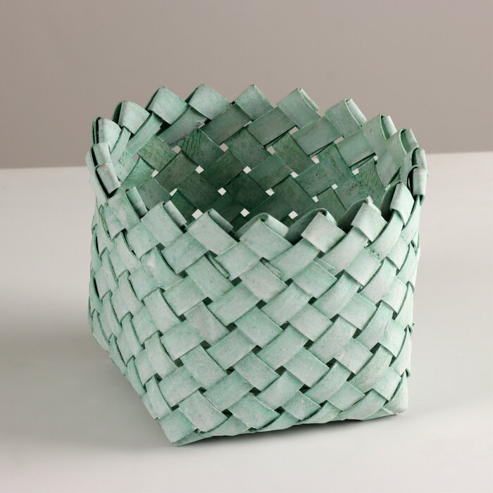 фото Кашпо плетеное, D14хН11,5см, зеленый
