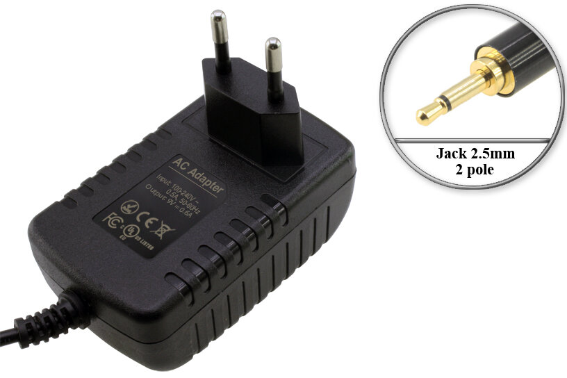 Адаптер (блок) питания 9V, 0.6A, Jack 2.5mm 2 контакта, для аппарата маникюра и педикюра, фрезера Fraer; Luazon LMH-01; Nail Professional и др.