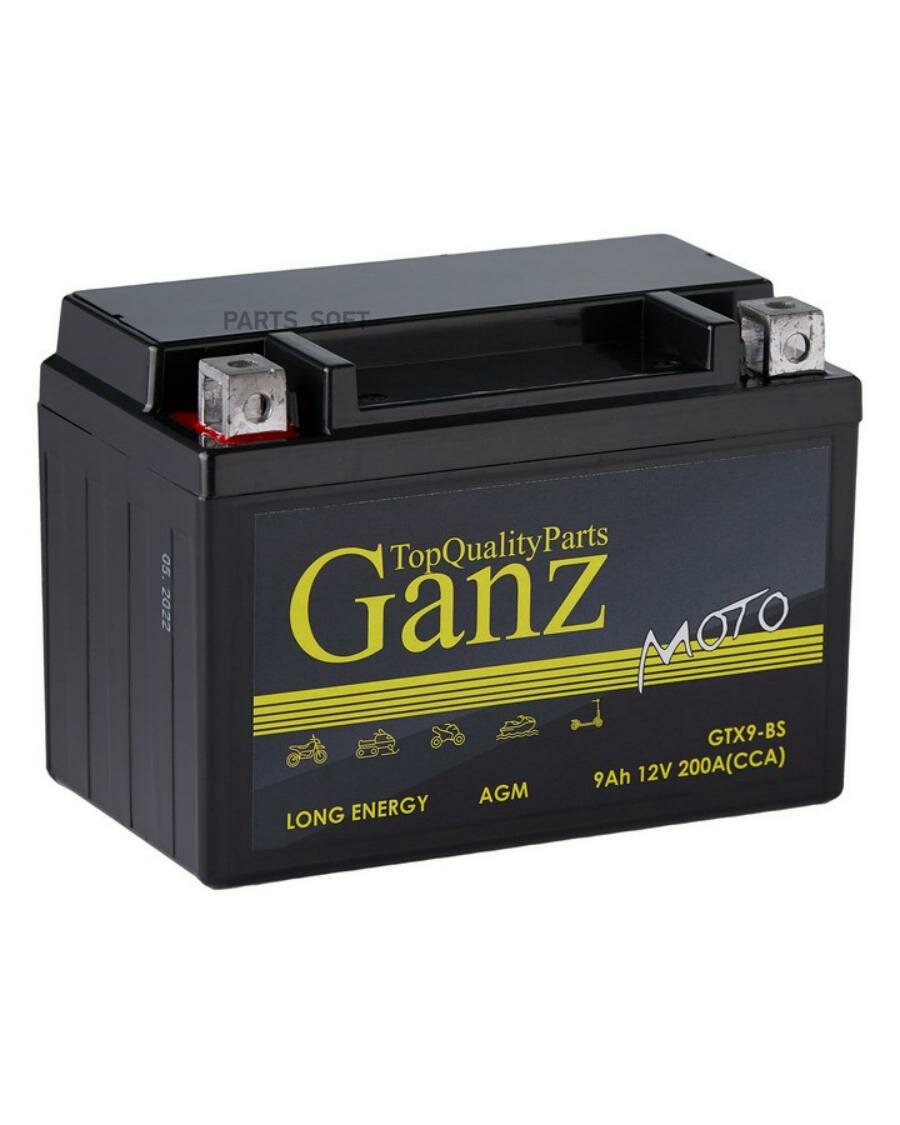GANZ GN1209 Аккумулятор GANZ мото AGM 9 Ач Прямая 152x87x107 CCA200 А GTX9-BS